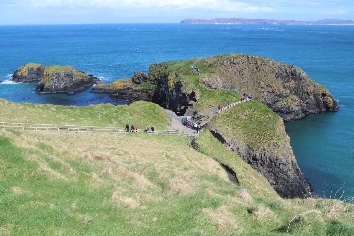 Carrick-a-Rede rope bridge on the Antrim coast on a vacation tours of Ireland trip