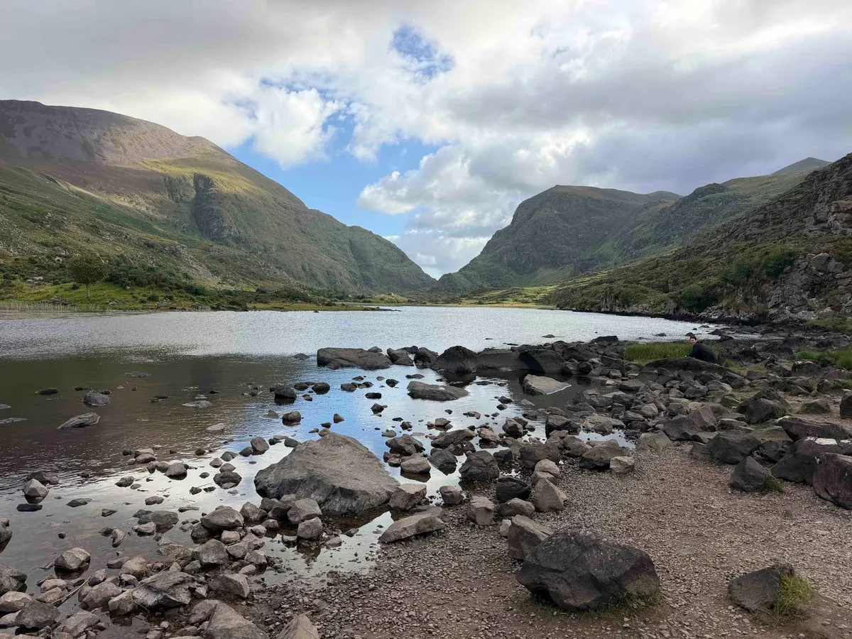 Loch Dubh, the Black Lake, in the Gap of Dunloe near Killarney, seen on vacation tours of Ireland