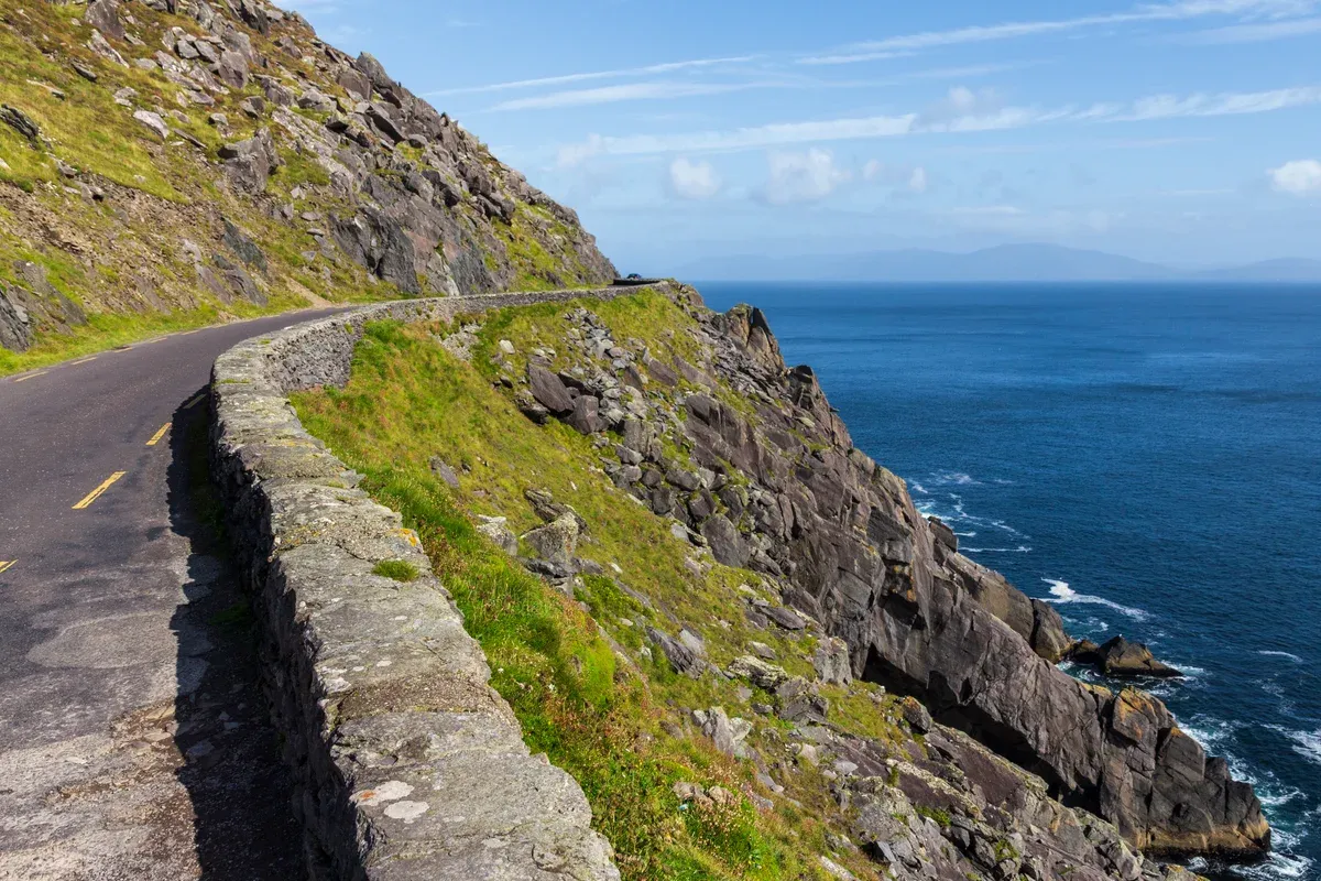 The Slea Head Drive on the Dingle Peninsula above the Atlantic, seen on vacation tours of Ireland